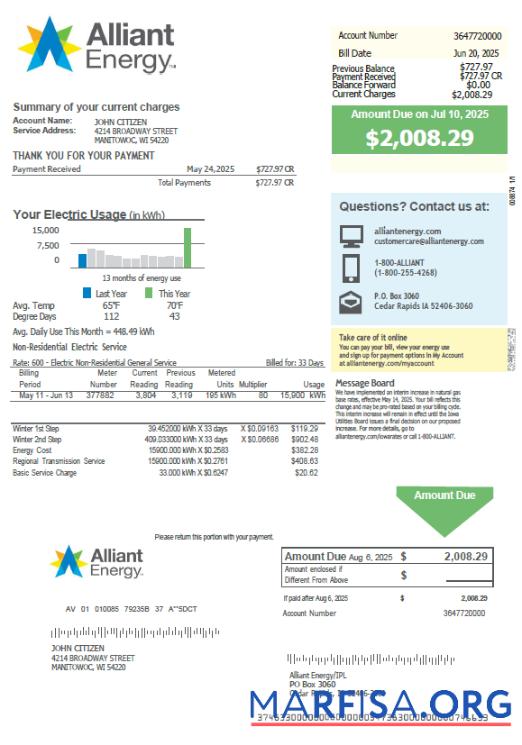 Профессиональный Австралия Alinta Energy Счёт за коммунальные услуги Счёт Шаблон in Word and PDF Форматы, Версия 3