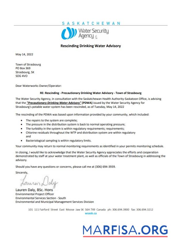 Канада Saskatchewan Strasbourg Вода Security агентство Вода Счёт за коммунальные услуги shut off notice предпросмотр