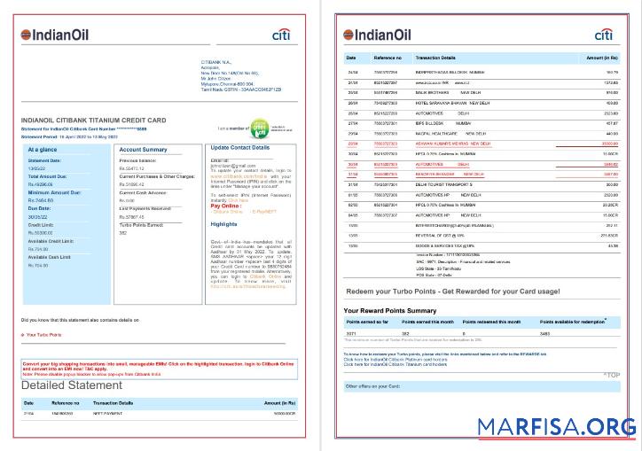 Высокое Качество Индия Indian Oil Счёт за коммунальные услуги Счёт Шаблон in Word and PDF Формат, 6 pages, 1