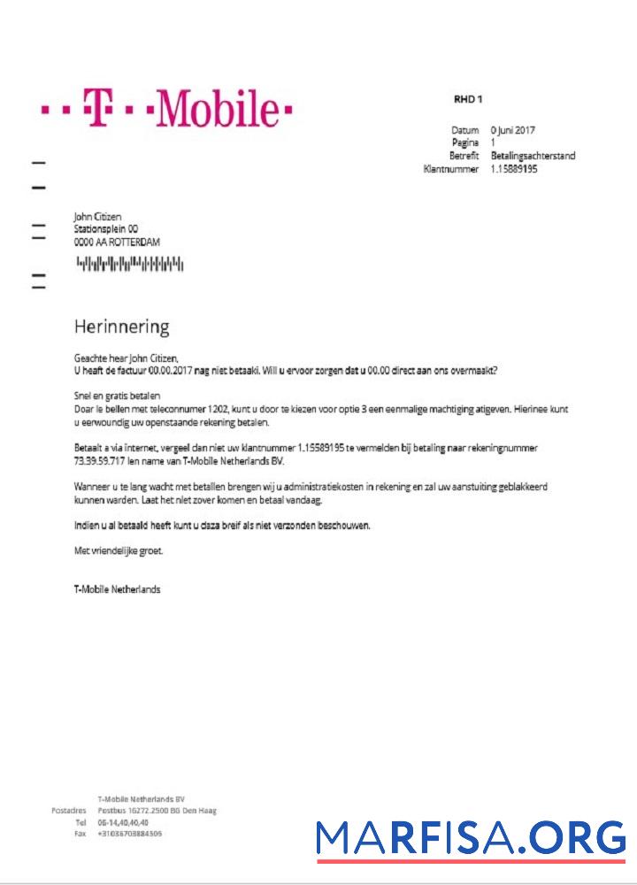 Премиум Нидерланды T Mobile Счёт за коммунальные услуги Счёт Шаблон in Word and PDF Формат