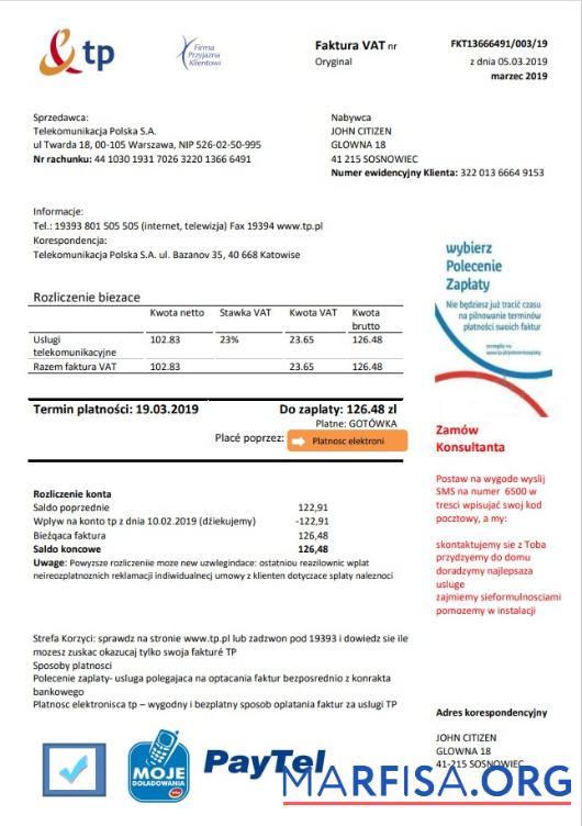 Реалистичный Польша TP Счёт за коммунальные услуги Счёт Шаблон in Word and PDF Формат
