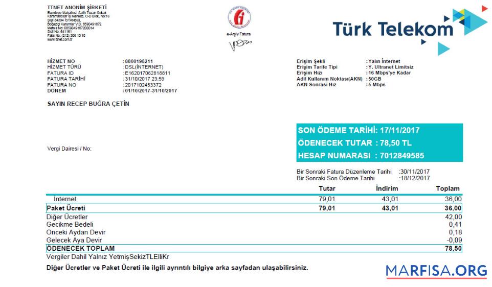 Профессиональный Турция Turktelekom Счёт за коммунальные услуги Счёт Шаблон in Word and PDF Формат, fully Редактируемый