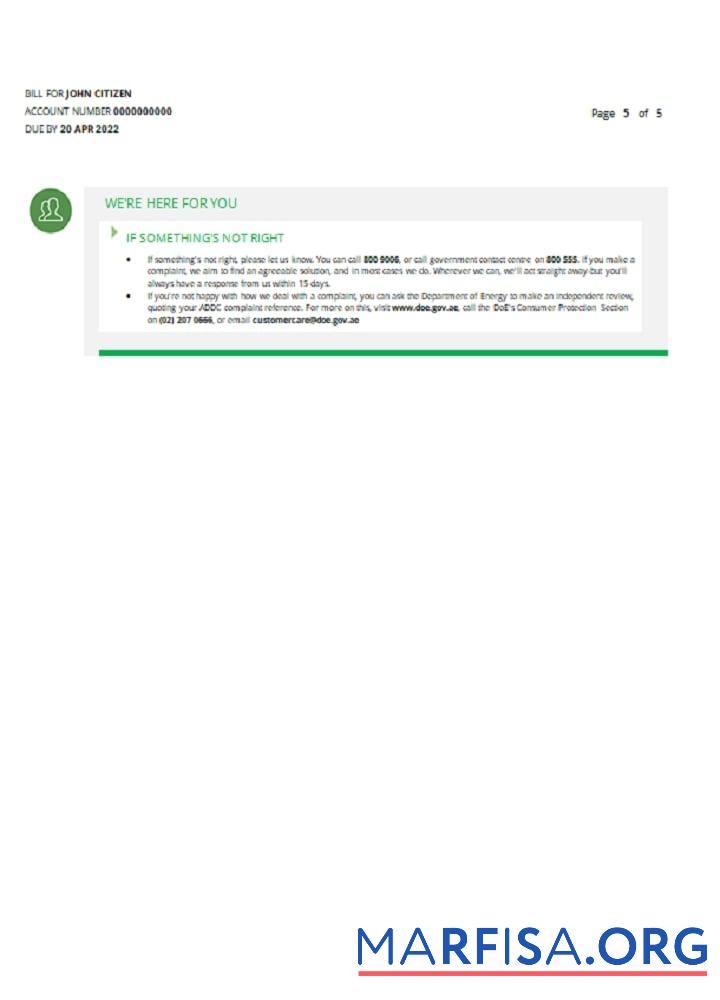 Редактируемый ОАЭ Umm Al Quwain Al Ain Distribution Co. Word and PDF Счёт за коммунальные услуги Счёт Шаблон (5 pages) 5