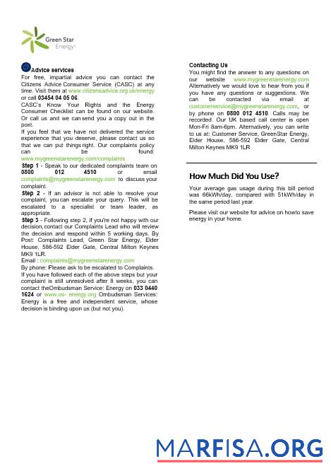 Великобритания зелёный Star Energy energy Счёт за коммунальные услуги Счёт Word and PDF, Форматы 3, предпросмотр
