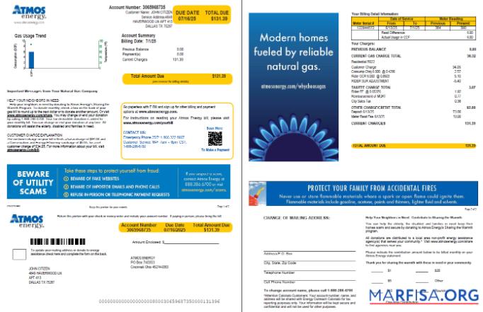 Профессиональный США Atmos Energy Счёт за коммунальные услуги Счёт Шаблон in Word and PDF Форматы, 2 pages