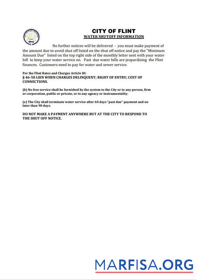 Реалистичный США City of Flint Michigan Вода Счёт за коммунальные услуги Счёт shutoff notice, Word and PDF Шаблон, Версия 2