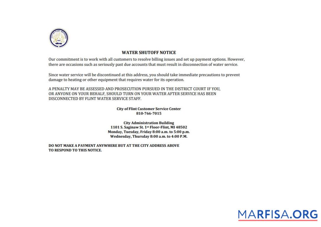 Премиум США City of Flint Michigan Вода Счёт за коммунальные услуги Счёт shutoff notice, Word and PDF Шаблон, Версия 3