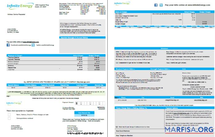 Премиум США Infinite Energy Счёт за коммунальные услуги Счёт Шаблон in Word and PDF Форматы. 2 pages