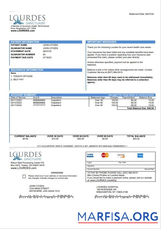 Профессиональный США Lourdes Счёт за коммунальные услуги Счёт Шаблон in Word and PDF Формат