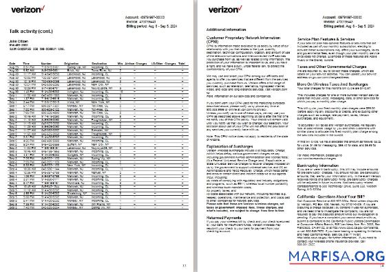 США Новый Джерси Verizon Счёт за коммунальные услуги 13 14 scr образец