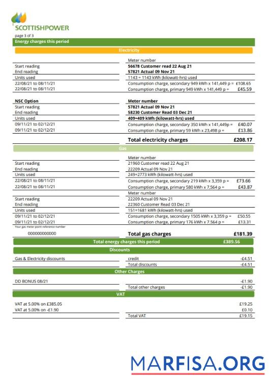 Премиум США ScottishPower Счёт за коммунальные услуги Счёт Шаблон in Word and PDF Формат (3 pages) 3