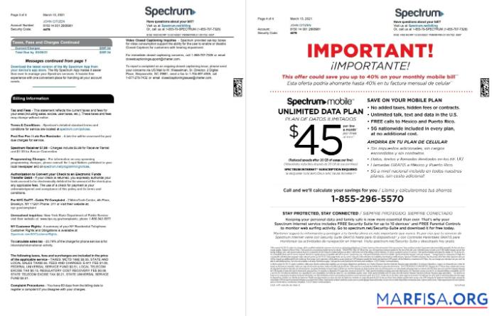 Премиум США Spectrum Счёт за коммунальные услуги Счёт Шаблон in Word and PDF Формат (4 pages) 3 4