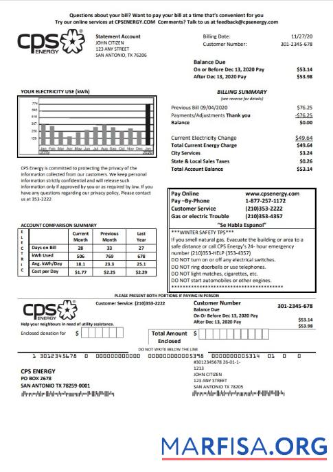 Профессиональный США Texas CPS Счёт за коммунальные услуги Счёт Шаблон in Word and PDF Формат