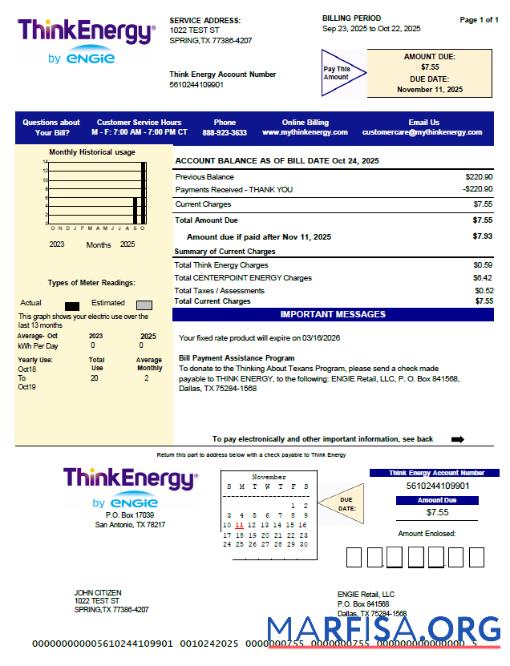 Премиум США Think Energy Счёт за коммунальные услуги Счёт Шаблон in Word and PDF Форматы, Версия 2
