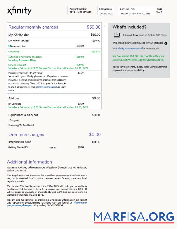 Высокое Качество США Xfinity Счёт за коммунальные услуги Счёт Шаблон in Word and PDF Форматы, 3 pages, Версия 4, 3rd Страница