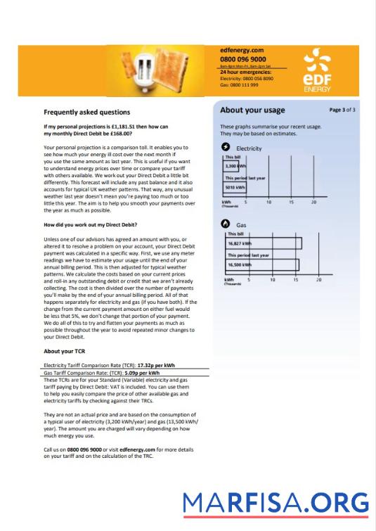 Премиум Великобритания EDF Счёт за коммунальные услуги Счёт Шаблон in Word and PDF Формат (3 pages) 3